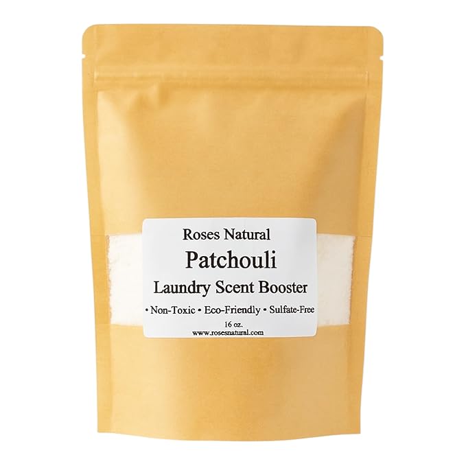 Patchouli In-Wash Laundry Scent Booster 16 oz by Roses Natural – Long-Lasting Musky Fragrance Beads, Plant-Based & Non-Toxic Laundry Freshener, Fabric-Safe