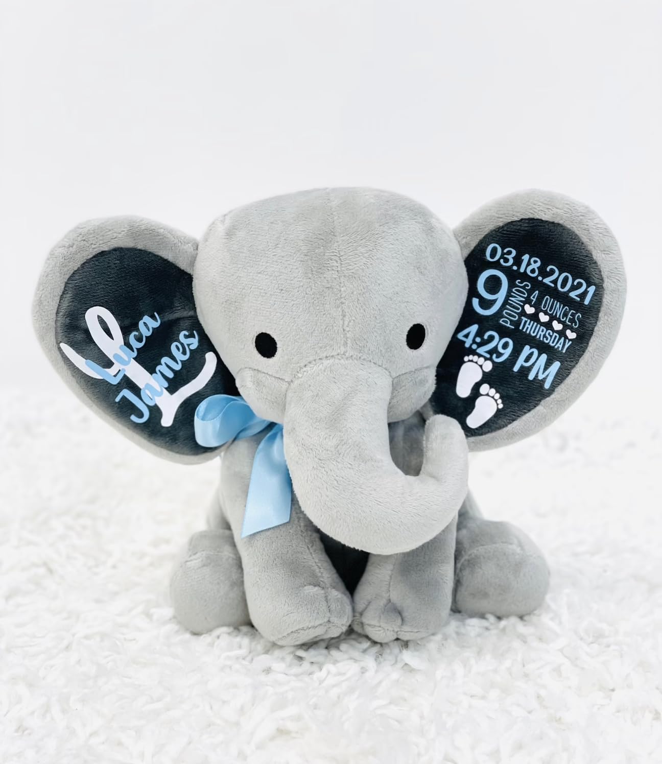 Up2ournecksinfabric, Personalized Keepsake, Stuffed Animal, Newborn, Birth Announcement Stuffed Animal,