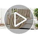 decorUhome Soft Fleece Light Brown Throw Blanket for Couch, Cozy Fluffy Plush Flannel Striped Blanket for Sofa Bed, Lightw...