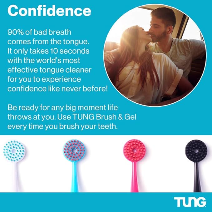 Tung Brush Tongue Cleaner, Plastic Tung Scraper, Tongue Cleaning to Fight Bad Breath, Halitosis Defense, USA Made, 4-Pack