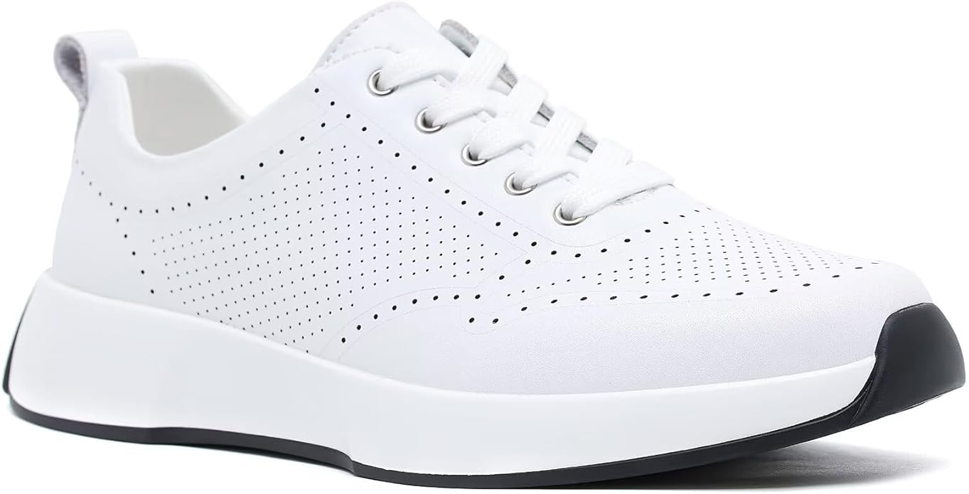 Women's Orthopedic Leather Dress Walking Shoes: Comfortable Shoes with Arch Support for Plantar Fasciitis, Casual Flat Fee...
