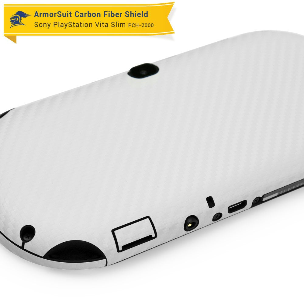 ArmorSuit MilitaryShield White Carbon Fiber Skin Wrap Film + HD Clear Screen Protector for PlayStation Vita Slim (2014) - Anti-Bubble Film