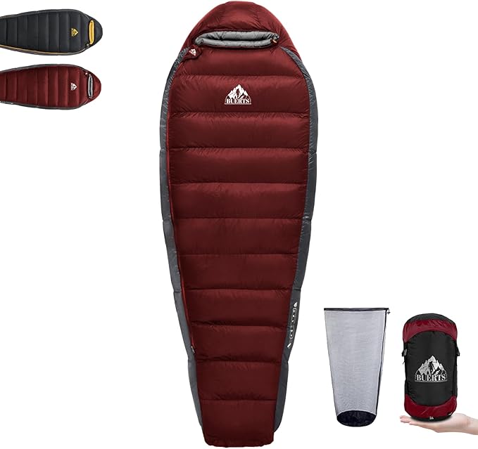 BUERTS Down Sleeping Bag for Adults Cold Weather Ultralight & Compact 680FP Backpacking Sleeping Bag for Camping, Hiking, ...