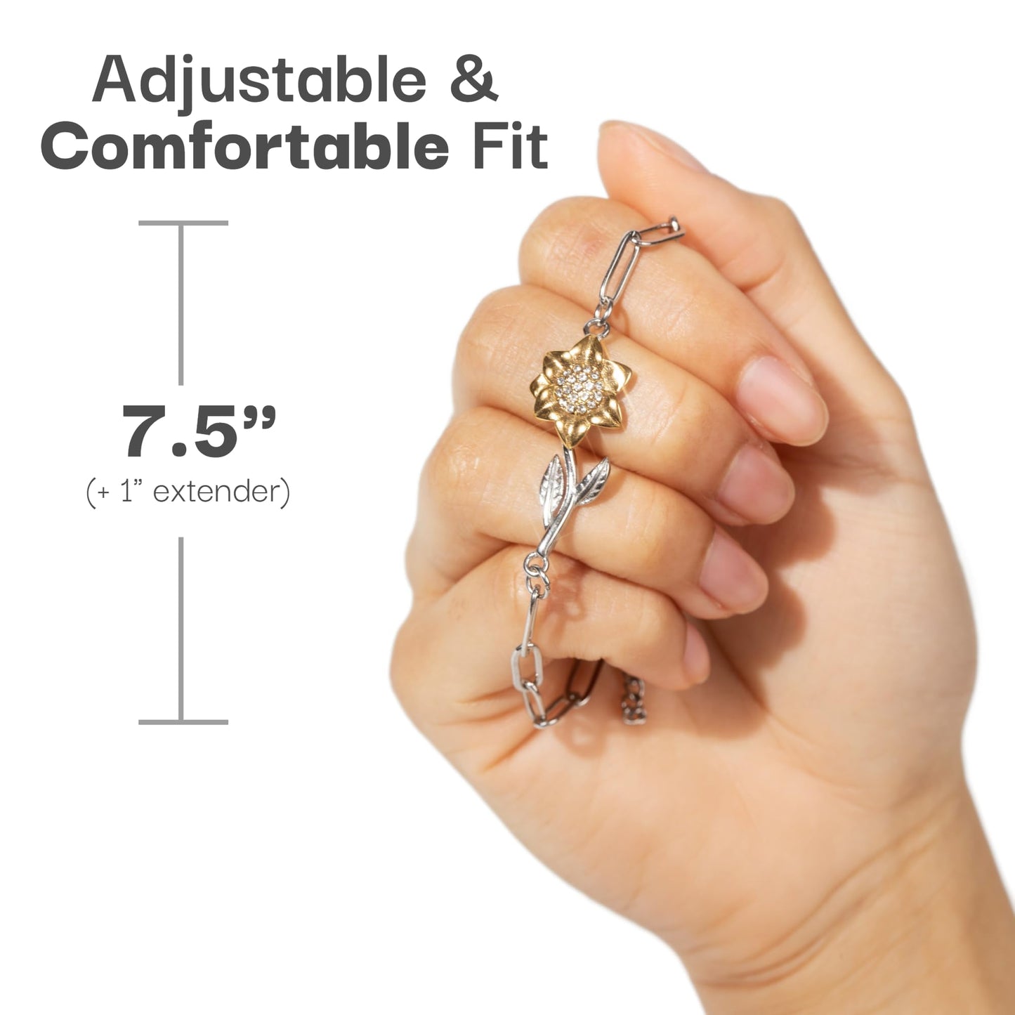 Love You This Much Meaningful Sons Girlfriend 18k Gold Sunflower Bracelet | Adjustable 6.5"+1.5" Length | Present for Sons Girlfriend | Luxury Gift Box & Card (Enchanting Sunflower)