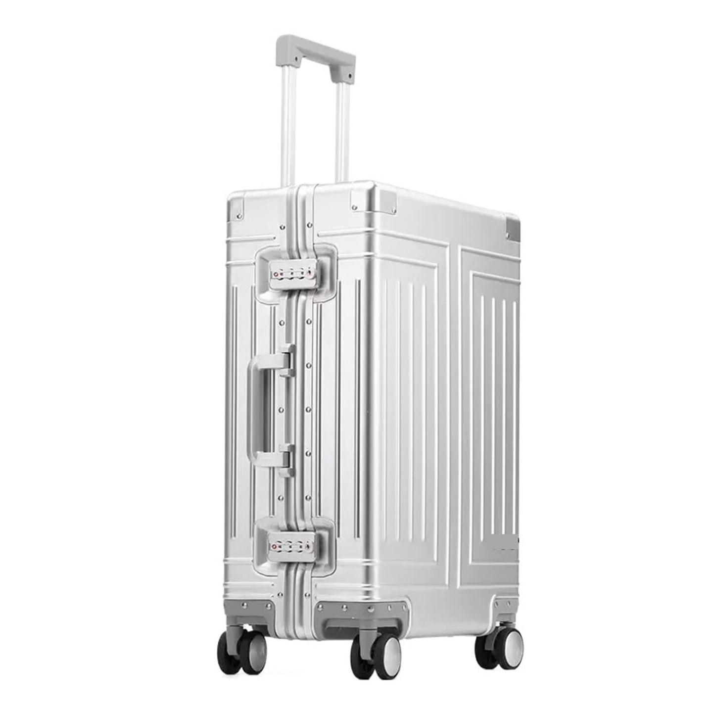MUdson Trunk 20" 24" 26" 29" Inch Aluminum Trolley Suitcase Metallic Cabin Luggage Trolly Bag with Wheels Durable (Color : Green, Size : 20")