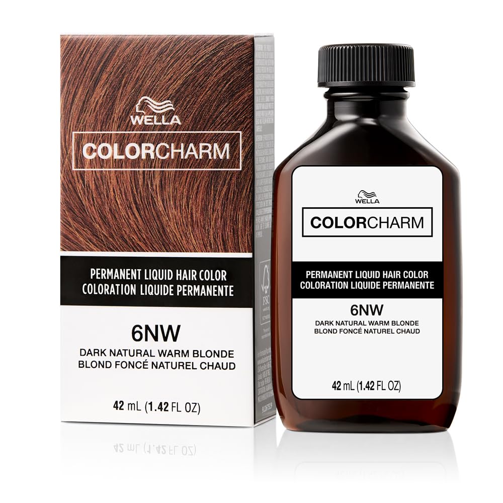 COLORCHARM Permanent Liquid Hair Color for Gray Coverage| 6NW Dark Natural Warm Blonde | 1.4 Fl Oz