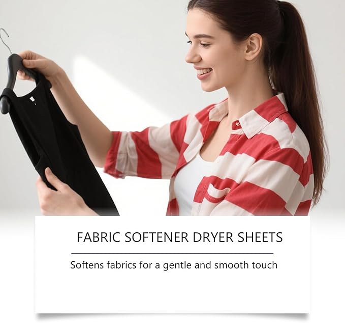 Fabric Softener Dryer Sheets, Scented & Refreshing, 1box/40 Pieces, Static Cling and Wrĭnkle Reducer Gentle Fabric Care, Clothes Softening Dryer Sheets, Versatile Use, for Clothes, Towels, Bedding