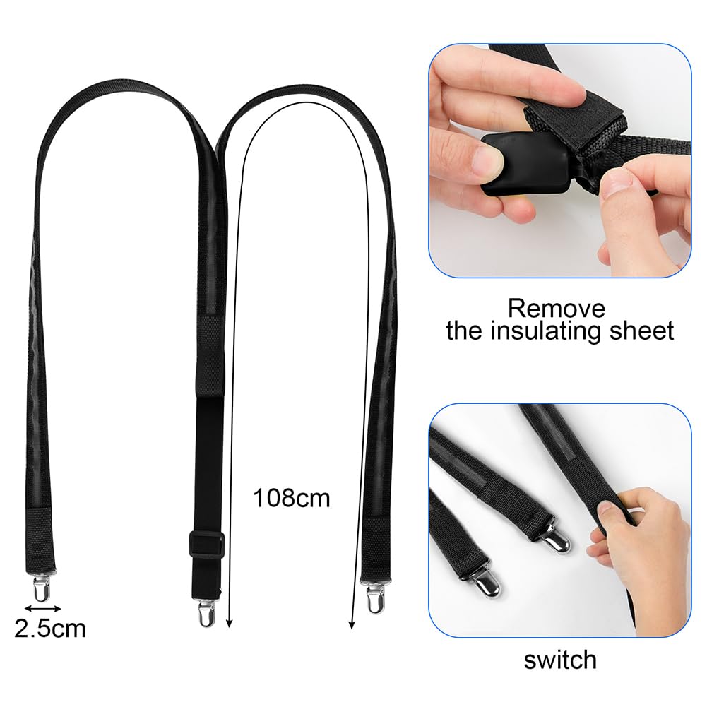Ainiv Light Up Suspenders, Man LED Luminous Suspenders, 3 Flash Modes LED Glow Suspenders, Adjustable Illuminated Bow Ties with Zipper, Costume Accessory for Parties, Bars, Halloween, School(7 colors)