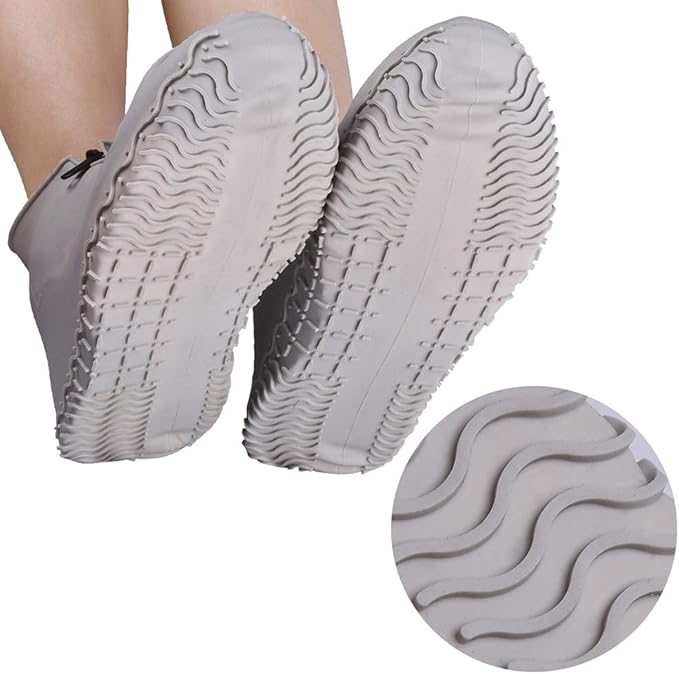 Waterproof Shoe Covers, Silicone Reusable Shoe Cover Non-slip Durable Zipper Elastic Rain Cover Protection for Men Women (XL (Women 11-13, Men 9.5-13), Grey)