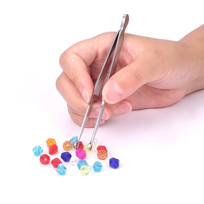 DJCIW Stainless Steel Bead Ball Holding Tweezers, Piercing Tool for Handling and Picking Up Small Gems and Captive Bead Ball Grabber