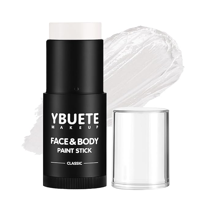 White Oil Based Face Body Paint Stick, Non-toxic Full-coverage Face Painting for Halloween Cosplay Joker Zombie Vampire Skeleton Clown Makeup, Waterproof Cream White Body Painting for Adults