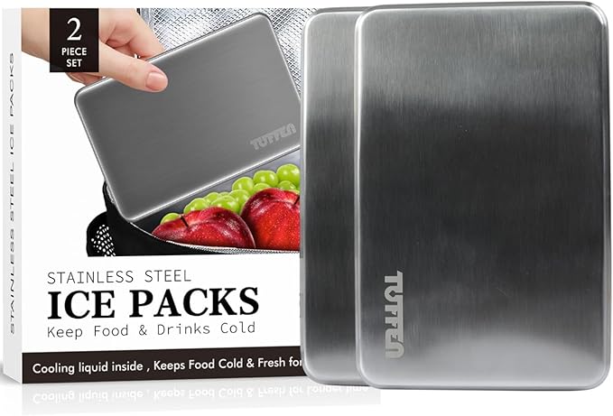 Tuffen Ice Packs for Lunch Boxes, Stainless Steel Cooling Pack for Cooler, Quick Freeze Long-Lasting Reusable Ice Pack, Mu...