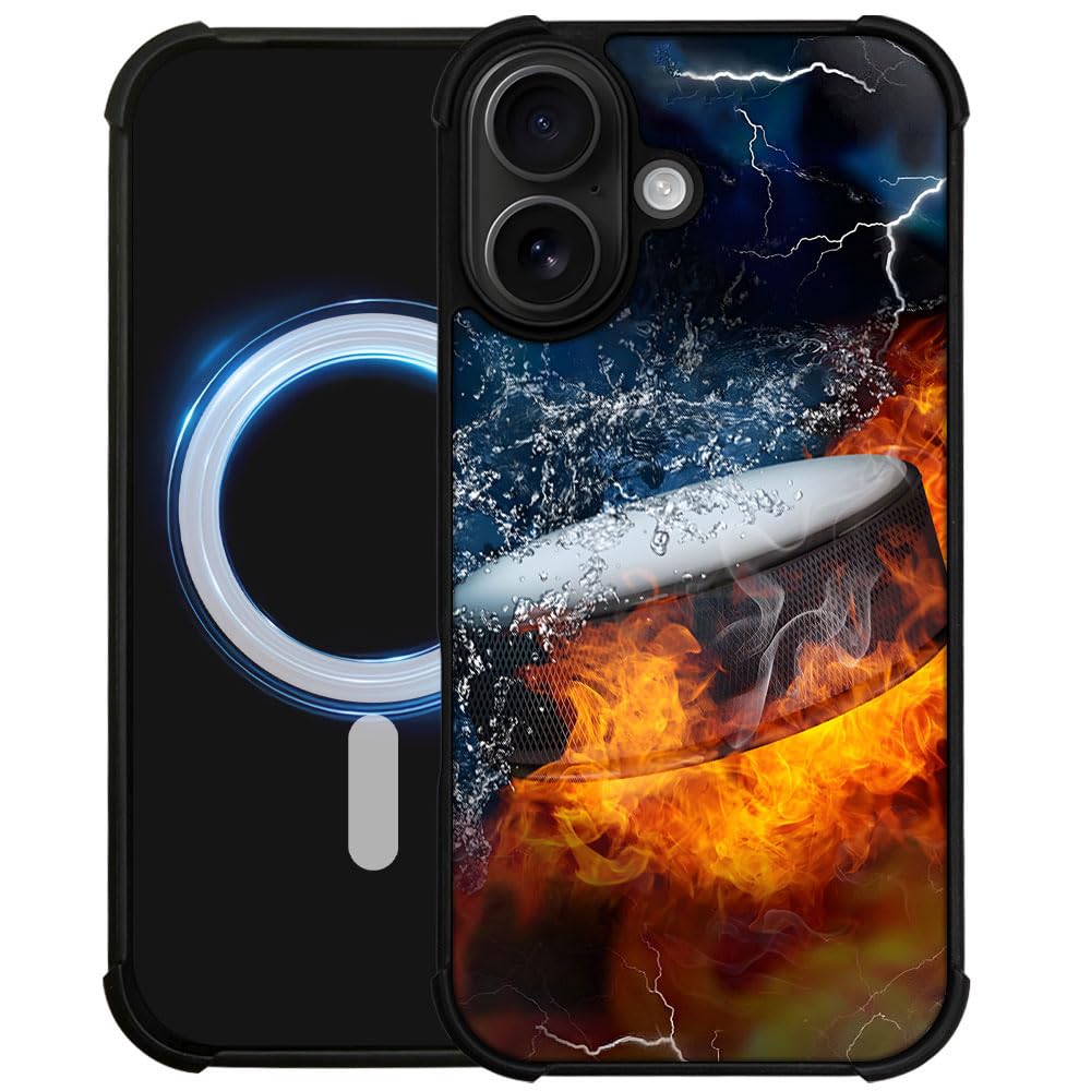 DAIZAG Case for iPhone 17,[Compatible with Magsafe] Air-Guard Corners Shockproof Soft Phone Cover for Boy Men Gift,Ice Fire Hock