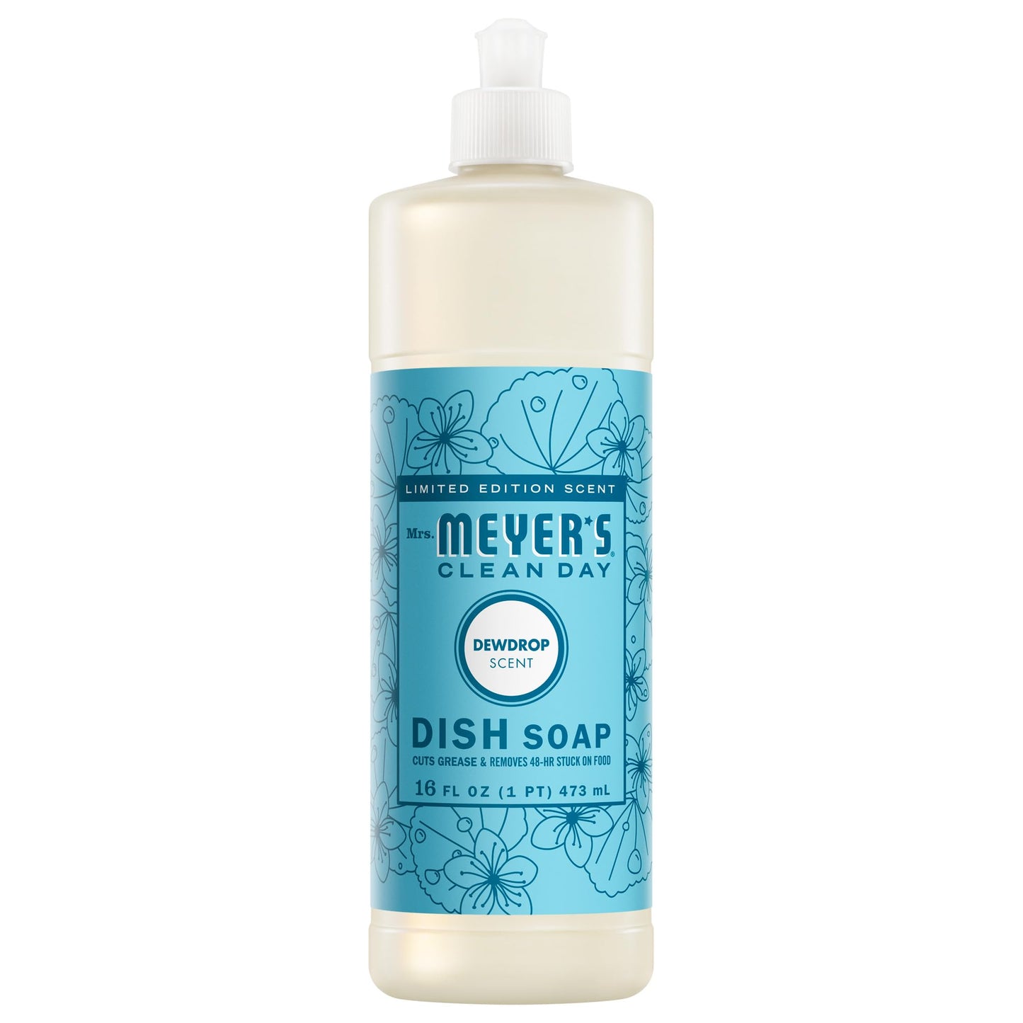 Mrs. MEYER'S CLEAN DAY Liquid Dish Soap, Biodegradable Formula, Dewdrop, 16 Fl Oz