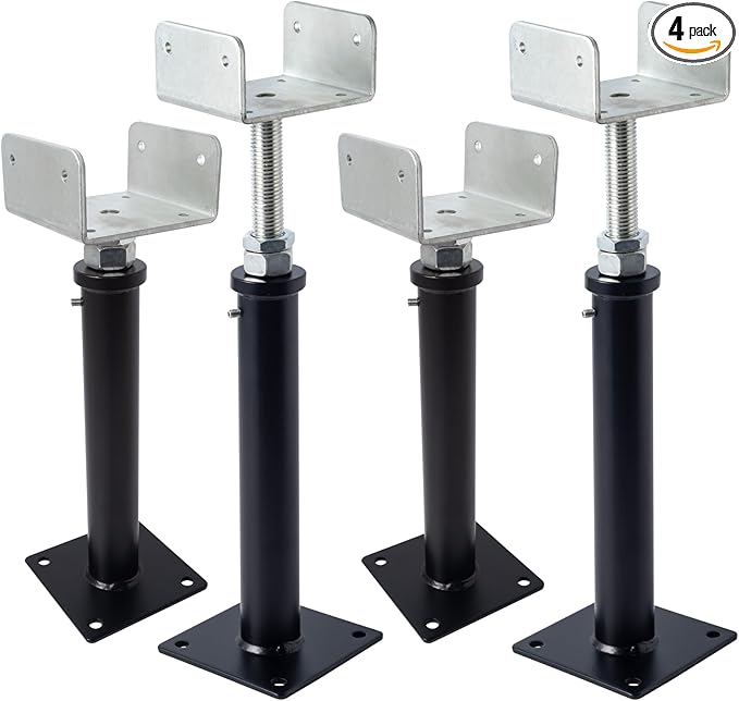 YXGJDP 4 Pack U-Shaped Floor Jack - Adjustable Steel Beam Support for 4x2, 4x4, 4x6 Joists Heavy Duty Screw Jack with U-Head Telepost & House Jack.11-14.5 Inch Adjustment Range.