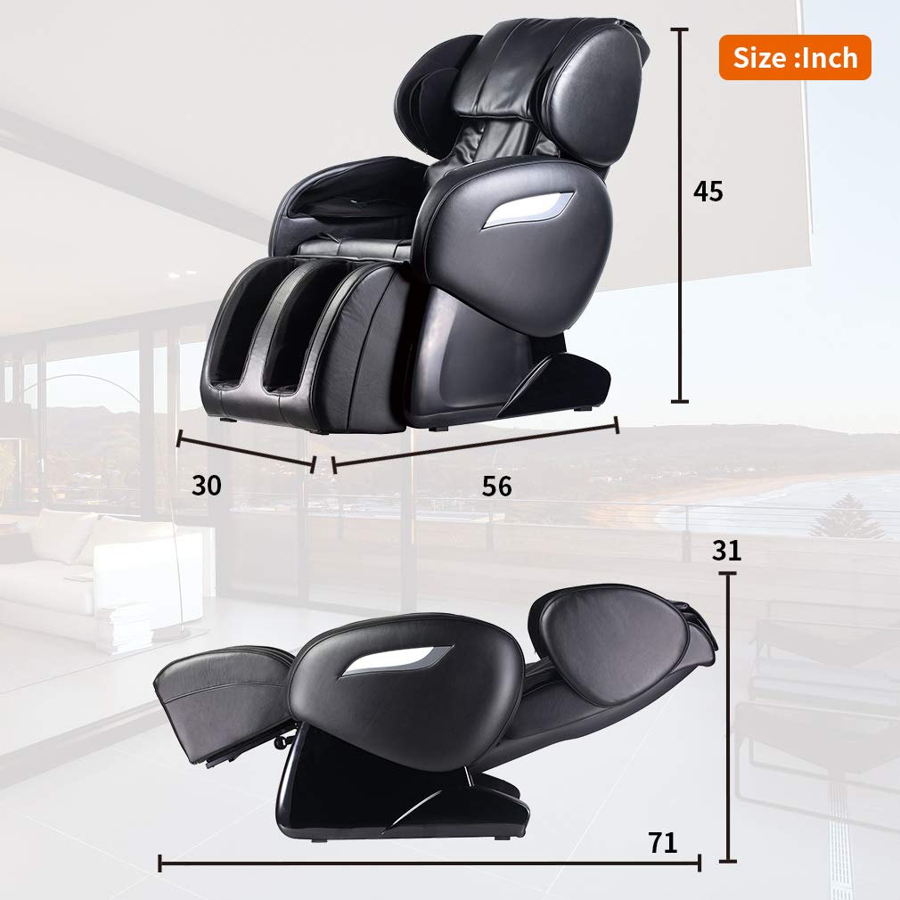 BestMassage Zero Gravity Full Body Electric Shiatsu Massage Chair Recliner with Foot Roller Airbag Massage System Stretch Vibrating(Black)