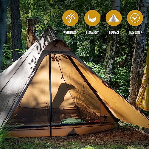 OneTigris Tetra Ultralight Tent Tipi 1-2 Person with Inner Tent, Tent Pole, Trekking Pole Tent, Waterproof 3 Season, Ideal...