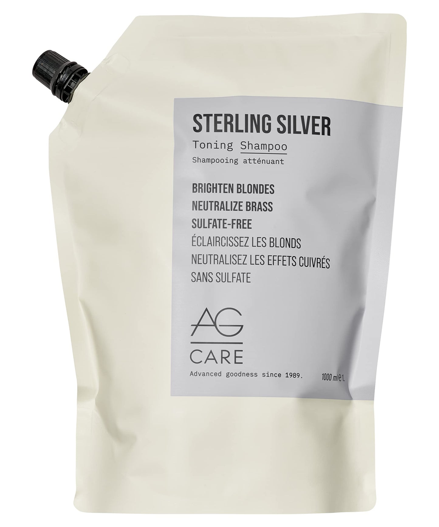 AG Care Sterling Silver Purple Toning Shampoo - Grey and Blonde Shampoo to Remove Brassiness and Yellow Tones, 33.8 Fl Oz Refill
