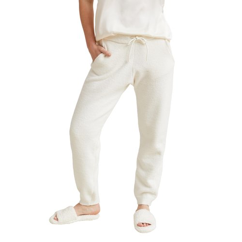KASHWÉRE Women's Cozy Dream Comfort Yarn Solid Joggers (US, Alpha, Large, Regular, Regular, Crème)
