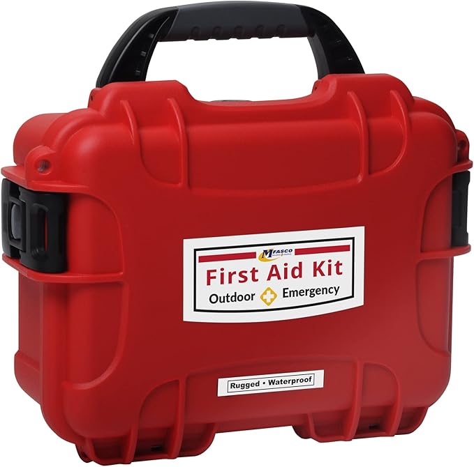MFASCO First Aid Kit Waterproof Rugged Resin Case for Outdoor Sporting Activities Home Organized Treatment Packs 111 Piece...