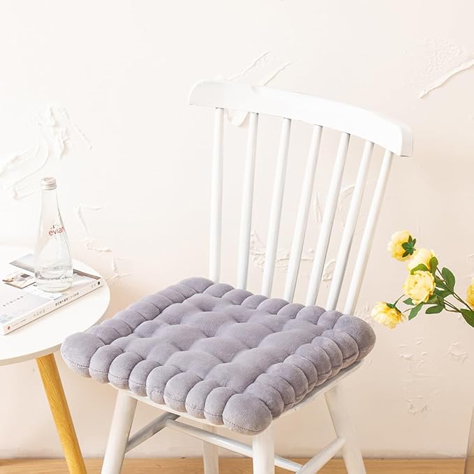 vctops Velvet Chair Pad Seat Cushion Solid Color Square Seat Pad Indoor Floor Cushion Super Soft Warm Chair Cushion Pad for Home Kitchen Dining Room Office (Grey,16"x16")