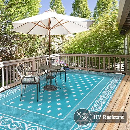 Pauwer Waterproof Outdoor Rug 6x9, Reversible Plastic Straw Patio Camping Rug, Indoor Outdoor RV Mat Carpet for Deck, Camp...