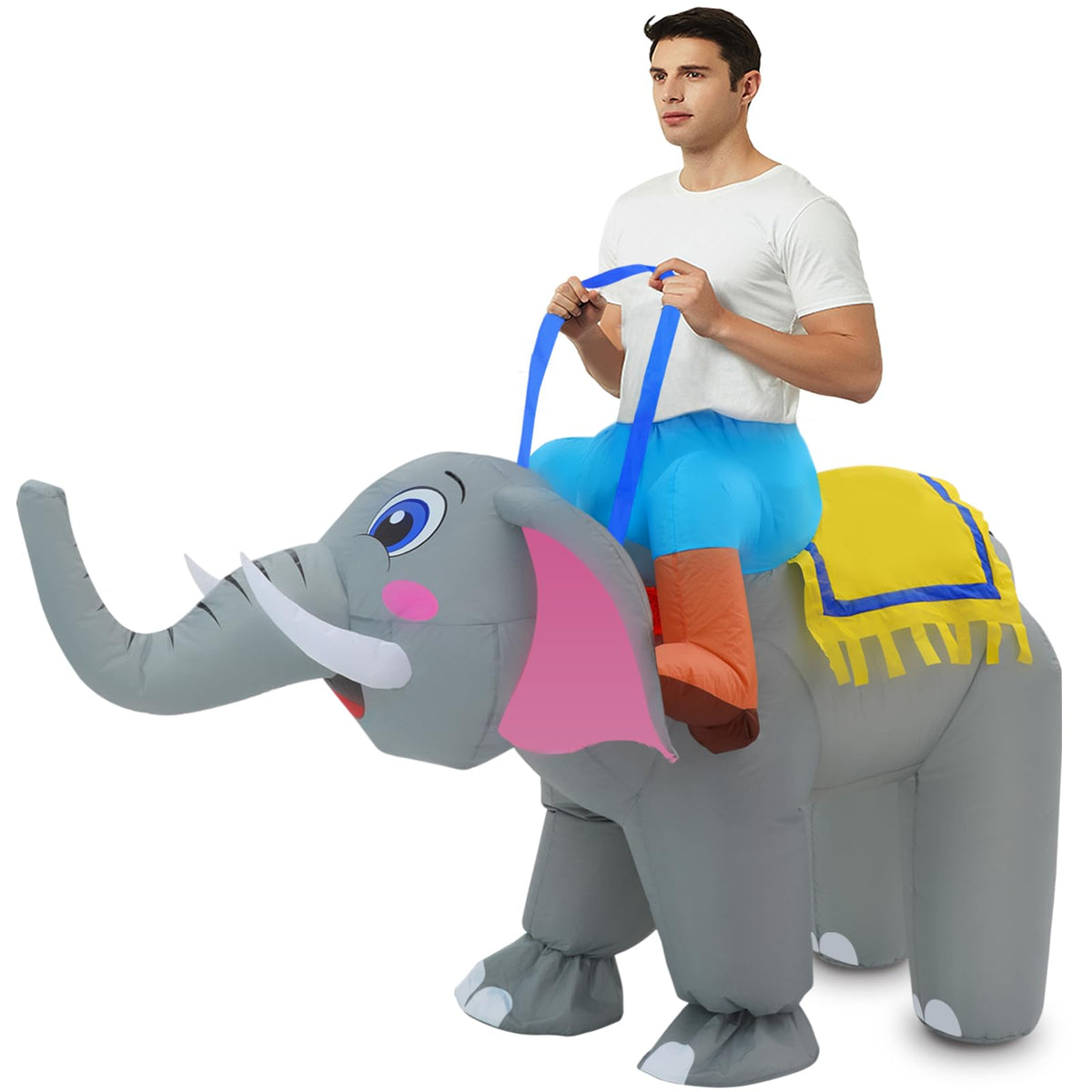 anroog Inflatable Costume for Adult Elephant Costume Halloween Blow Up Ride on Elephant Costumes Animals Suit for Men Women Cosplay Party
