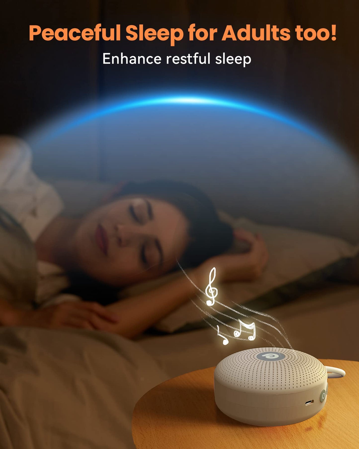 Dreamegg White Noise Machine - Portable Sound Machine for Baby Adult, Features Powerful Battery, 21 Soothing Sound, Noise Canceling for Office,Sound Therapy for Home,Travel, Registry Gift, Light Khaki