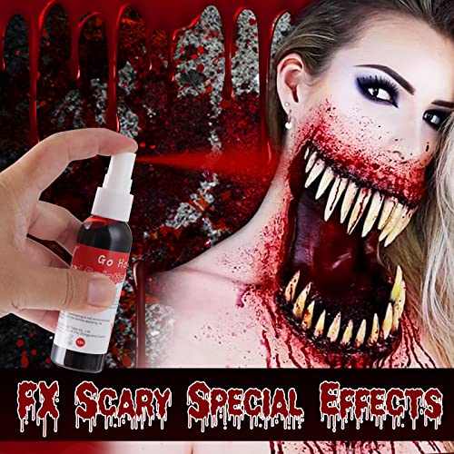 Go Ho Blood Splatter Fake Blood Washable(2.1 oz),Halloween Fake Blood Spray Eye Blood Drops Body Paint,Fake Blood for Clot...