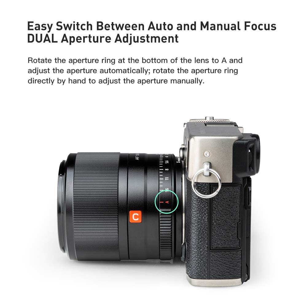 VILTROX 56mm F1.4 STM APS-C Frame Auto Focus Standard Prime Lens for Fuji Fujifilm X-Mount Mirrorless Digital Camera X-M1 X-H1 X-PRO3 X-PRO2 X-T4 X-T3 X-T2 X-S10 X-T30 X-T20 X-T200 Black