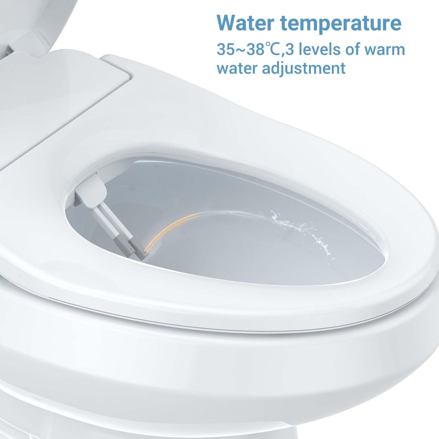 Smart Bidet Seat Elongated with Heated Functions and Gentle Wash Modes, Toilet Seat for Bathroom Comfort and Hygiene, Soft Close Design Easy Install PP Bidet Toilet Seat