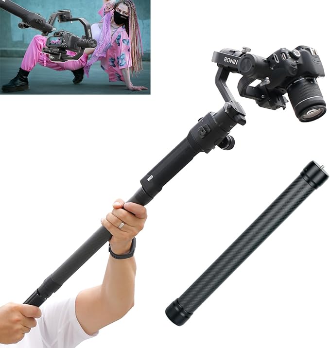 HAFOKO Professional Carbon Fiber Extension Monopod Pole Stick Rod 1/4'' Compatible for DJI RS4/RS4 PRO/RS3 Mini/RS3/RS3 PR...