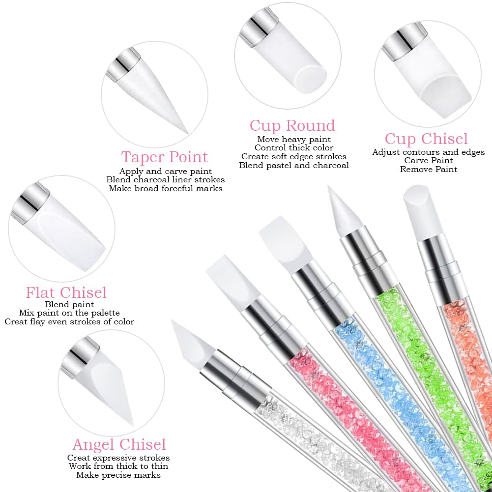 Nail Art Brush,27Pcs Set Nail Art Tools,Resin Nail Art Palette,5 Pcs Nail Art Sculpture Pen,2-way Acrylic Silicone Engraving Pen