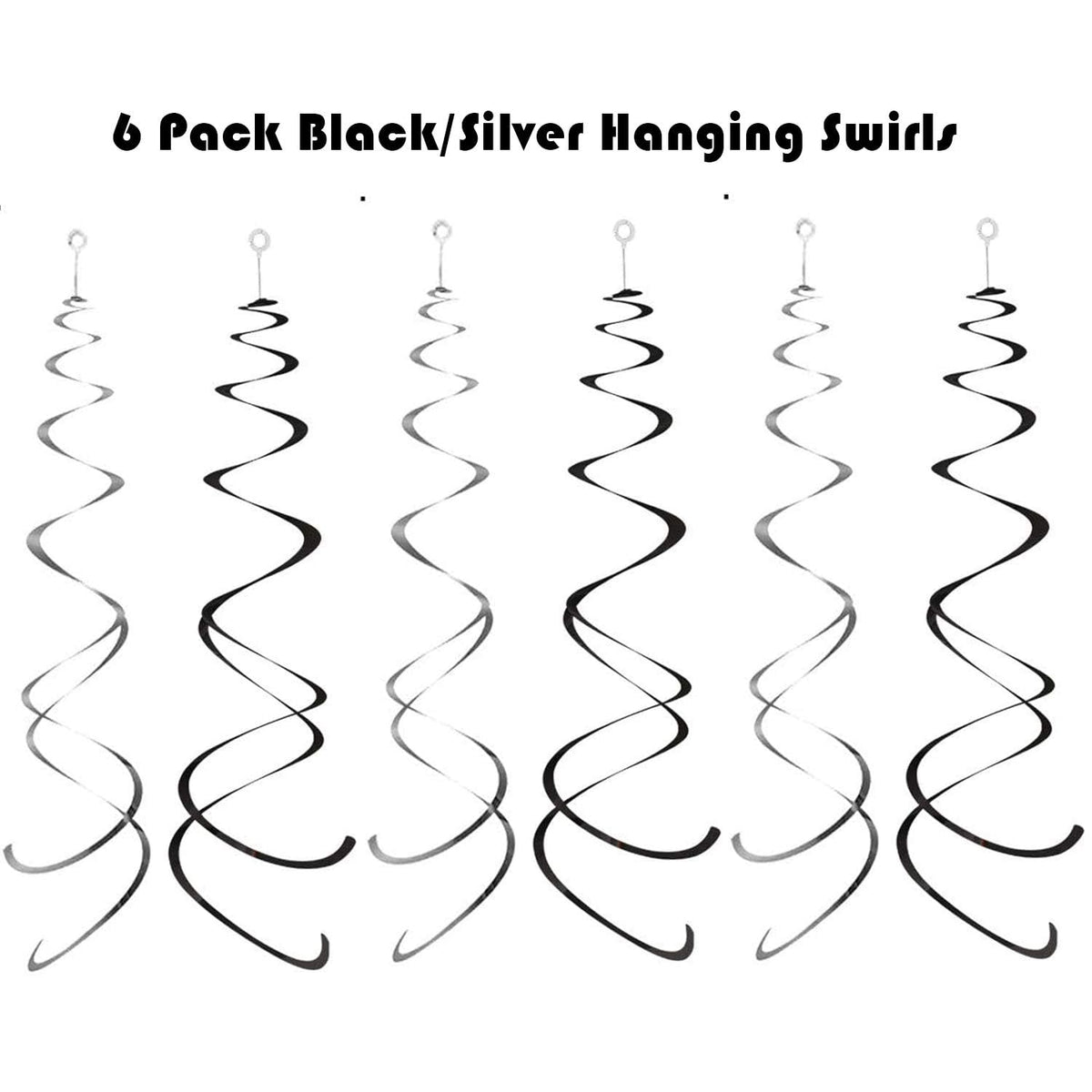 Black Happy Birthday Banner Decoration Kit, Glittery Banner Circle Dots Garland with Black Silver Hanging Swirls for Birthday Baby Shower Party Decorations Supplies, Pre-Strung