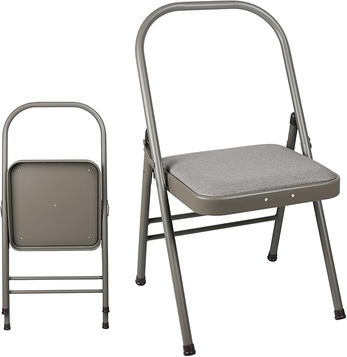 INNOLIFE Modern Minimalist Yoga Chair, Foldable & Space-Saving, 300 lbs Capacity, Grey