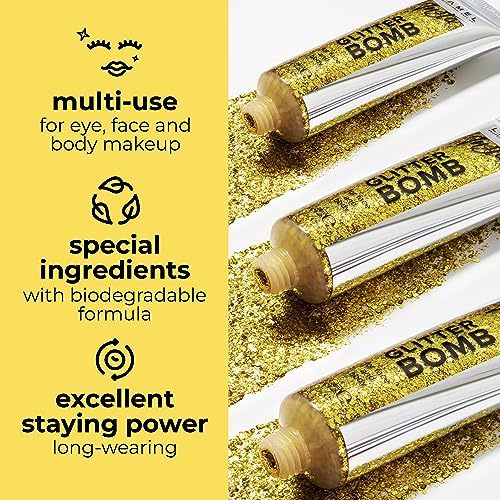 LAMEL Insta Glitter Bomb: Quick-Dry Holographic Face & Body Glitter Gel | Long-Lasting Shine & Effortless Removal | Perfec...