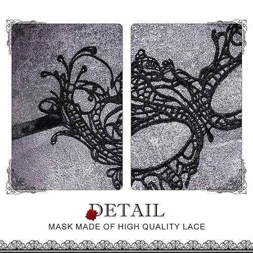 Nicute Lace Masquerade Mask Black Halloween Masks for Women