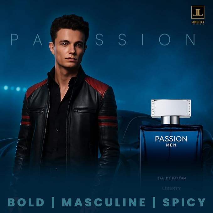 Liberty Luxury Passion Eau De Parfum for Men, Long Lasting Bold Spicy Scent Designed in France, Masculine Cologne That Draws Compliments, Perfume for mens, men's fragrances, Gift for Him 100ml 3.4Oz