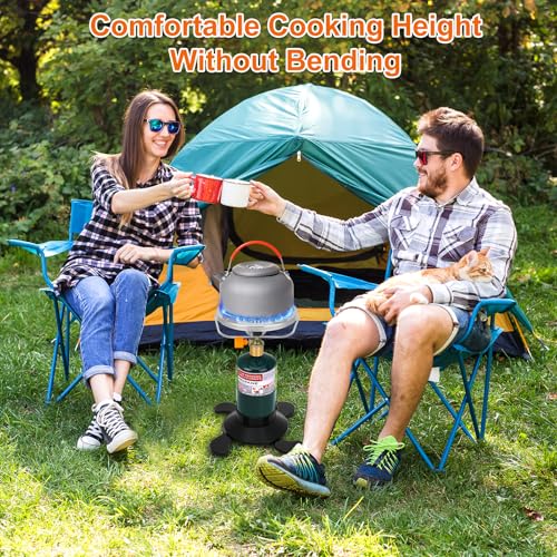 Camping Stove Propane Burner, Portable Camp Stove with Foldable Gas Tank Base, Adjustable Flame Backpacking Cooker for Cam...