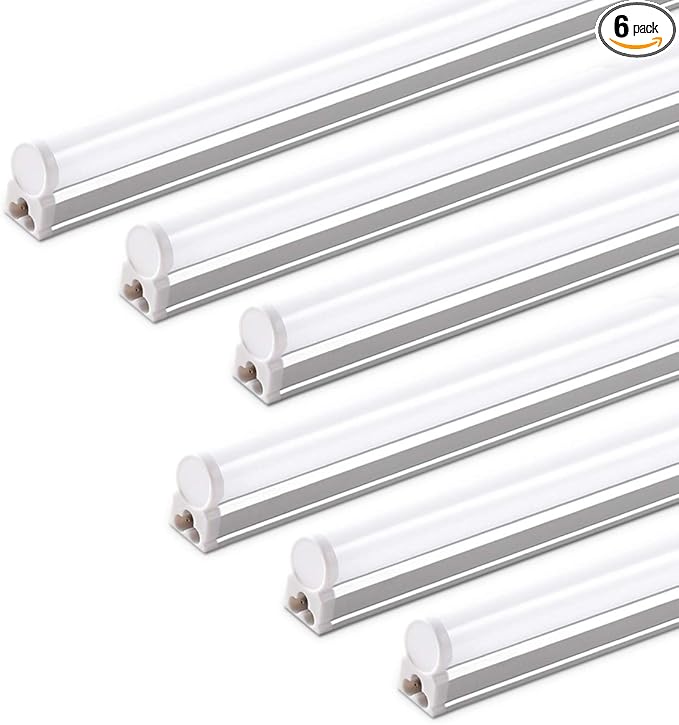 Barrina (6 Pack LED T5 Integrated Single Fixture, 4FT, 2200lm, 6500K Super Bright White, 20W Utility LED Shop Light, Ceili...