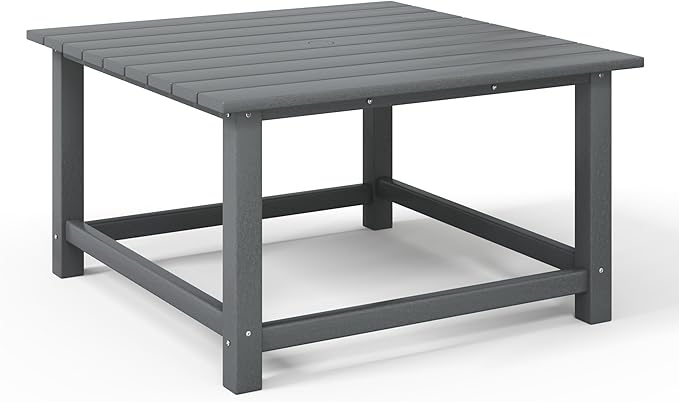 Costaelm Patio Conversation Set, 5 Piece Balcony Furniture, Small Patio Firepit Furniture Outdoor Adirondack Square Coffee Table and Chair for Backyard Lawn Porch Pool Garden, Gray