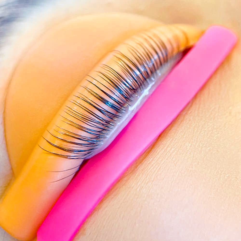 Eyelash Perm Pads Lash Lift Rods Eyelash Perm Silicone Pads 5 Sizes Reusable Soft Lash Lift Pads Shield for Different Length Eyelashes Perfect Lifting (Orange）