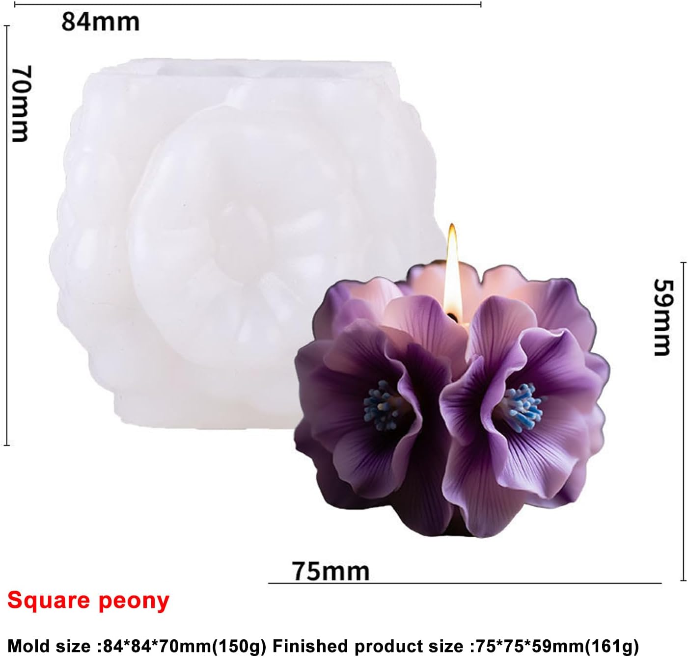Peony Bouquet Candle Soap Molds, 3D Peony Silicone Mold for Epoxy Resin Casting, Silicone Mold for Resin Casting DIY Plaster Polymer Clay Home Decoration