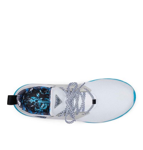 Columbia Mens PFG Tamiami Slip On Boat Shoe, White/Ocean Blue, 10.5