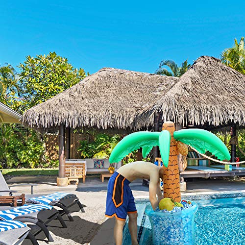 PARENTSWELL 63'' Inflatable Palm Tree Cooler, Tropical Luau Party Decorations, Inflatable Drink Cooler for Parties Jungle ...