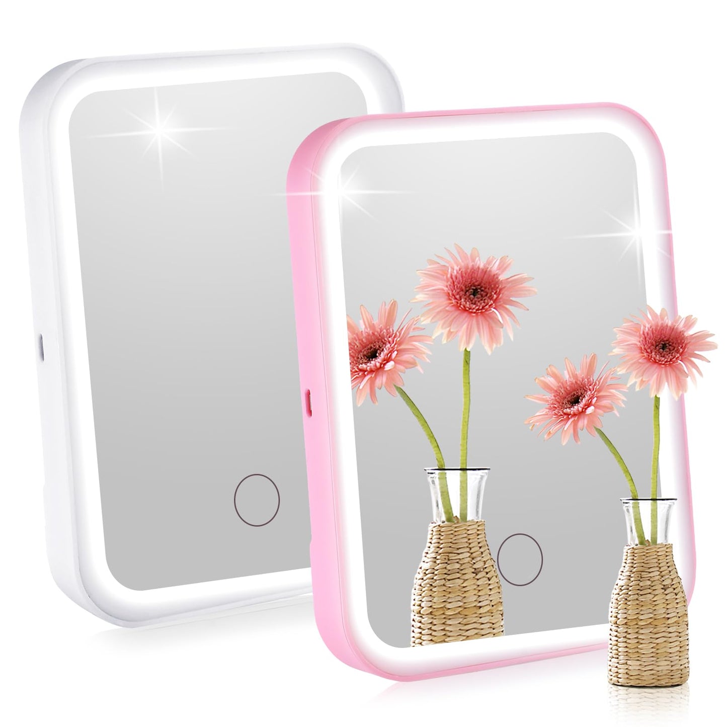 Sintuff 2 Pcs Light Up Locker Mirror Accessories Rectangular Magnetic Mirror for Locker, Bathroom, Household Refrigerator, Works