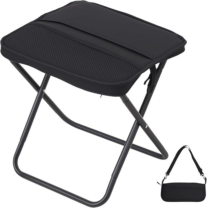 FAMJOALE Foldable Camping Stool, Portable Collapsible Chair for Adults, Folding Telescopic Stool with Carry Bag, Outdoor U...