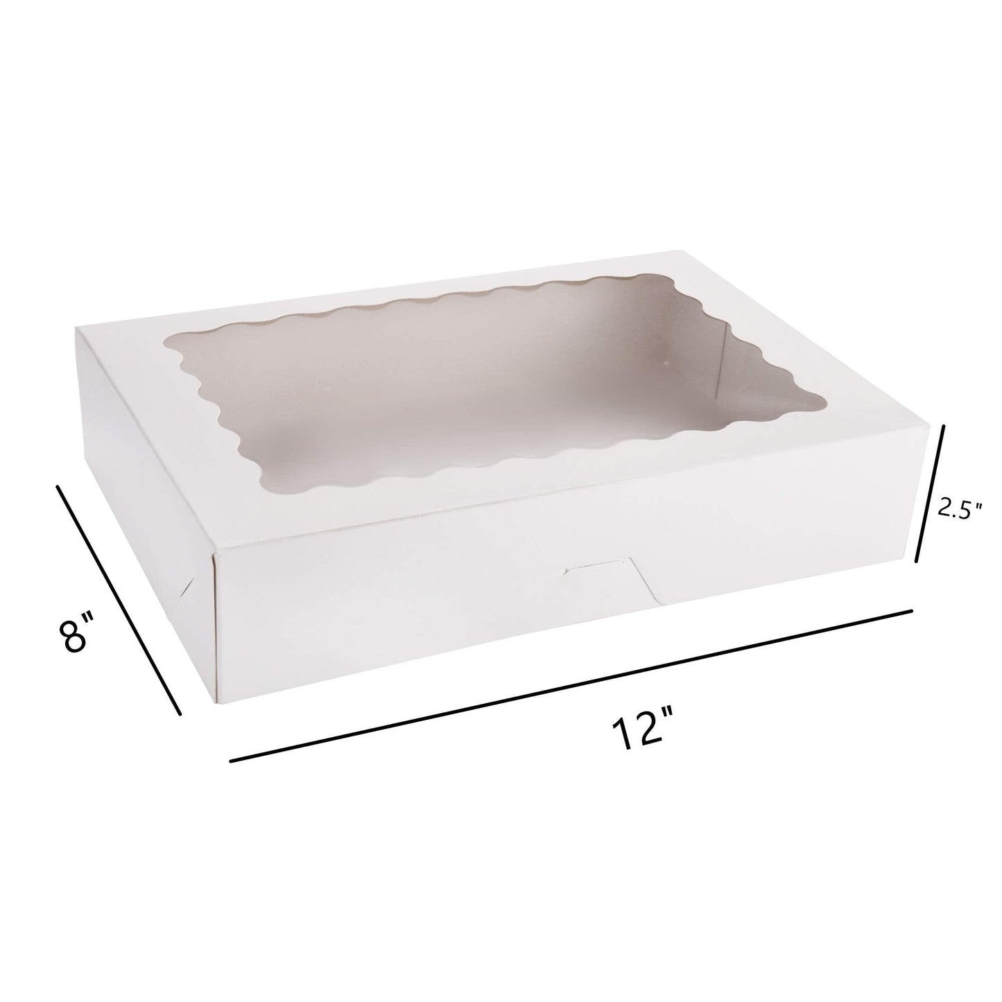 Tcoivs 30-Pack Bakery Boxes with Window, 12" x 8" x 2.5", Cookie Boxes, Auto-Popup Treat Boxes for Pies, Muffins, Donuts and Pastries (White)