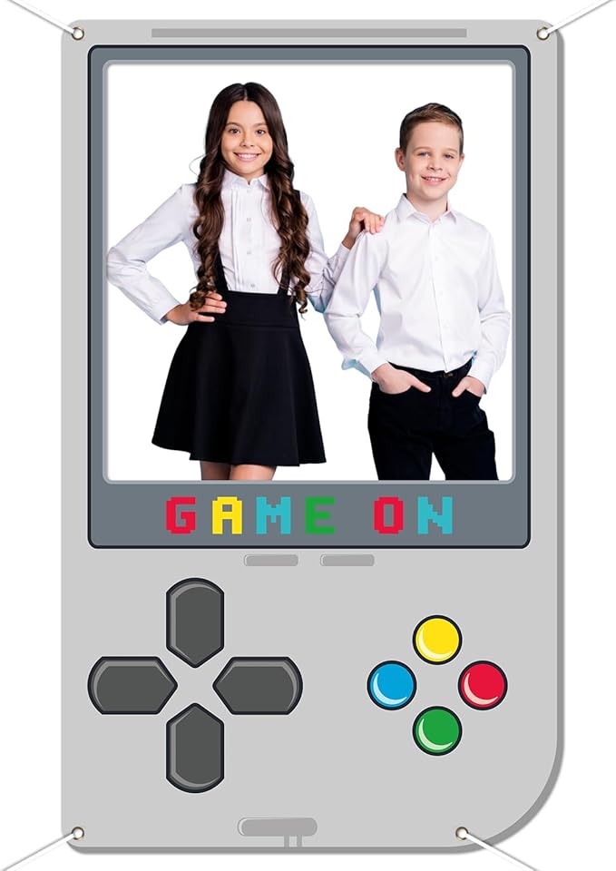 Large Game on Photo Prop Video Game Birthday Party Decorations Gaming Theme Backdrop Banner Handheld Gaming Console Photo ...