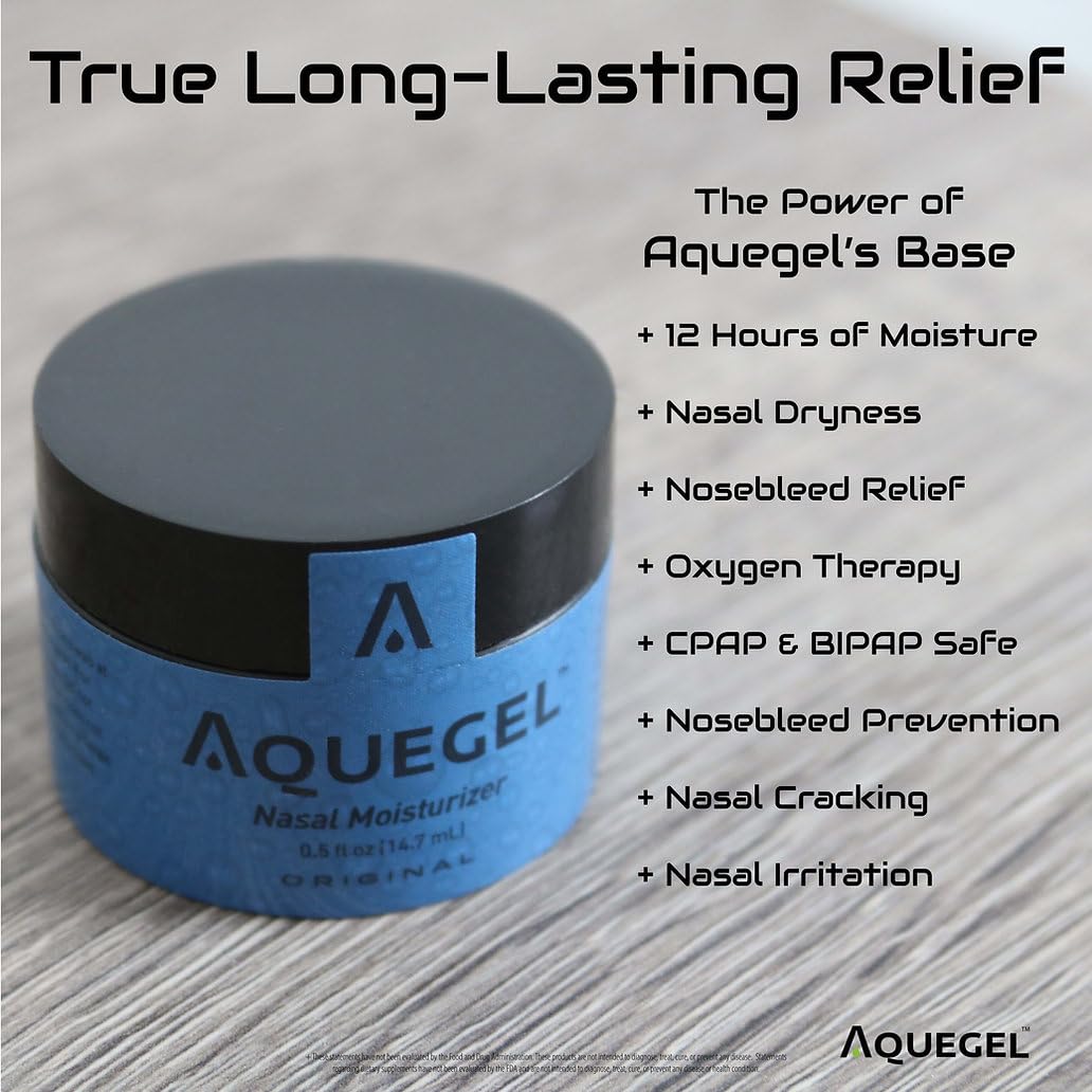 Aquegel Variety Pack (Buy 3, GET 1 Free!) 12-Hour Nasal Moisture Relief, Nasal Moisturizer for Oxygen Therapy, Dry Nose, Nasal Dryness, Nosebleeds, Cannula, CPAP. Saline Nasal Gel